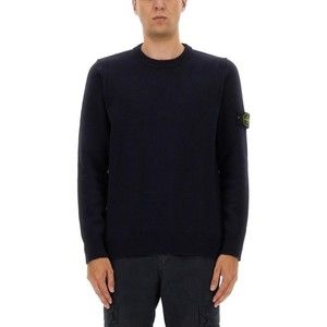 Stone Island Fitted Black Wool Jersey With Crew Neckline - NWT